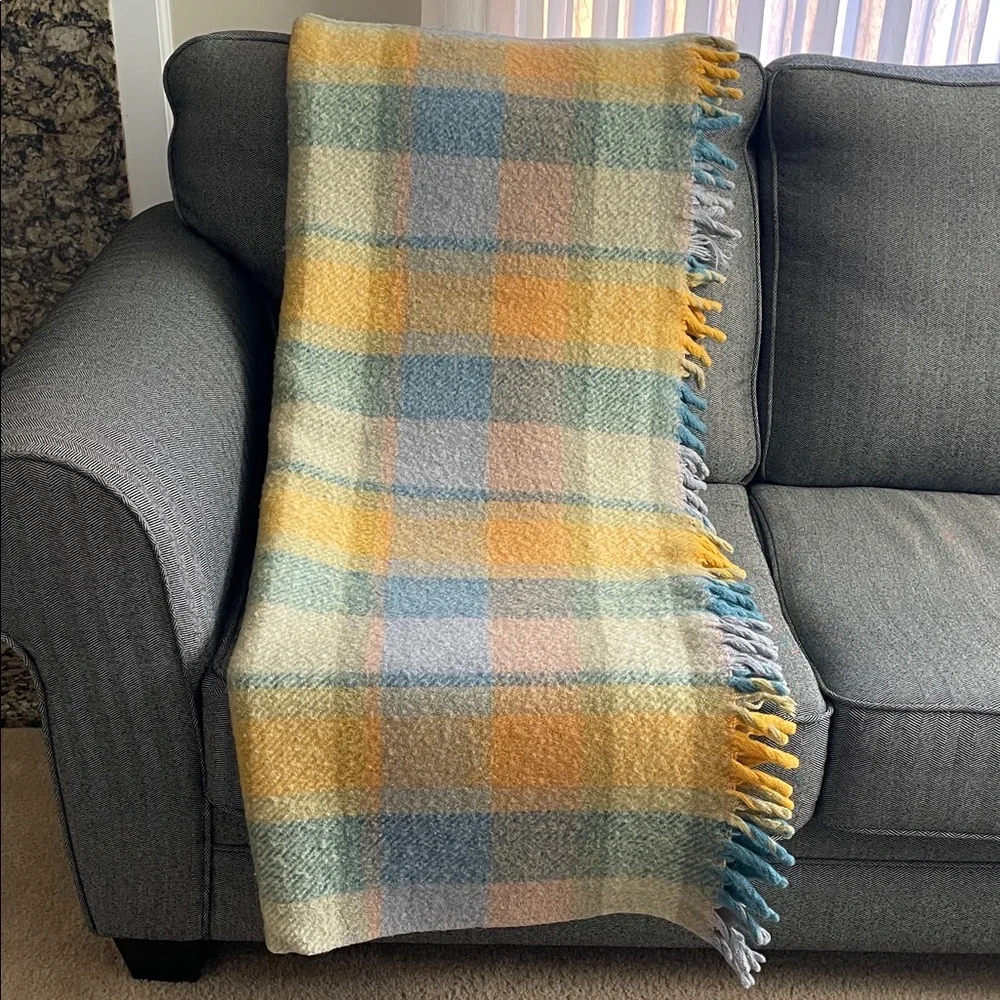 Plaid Multicolor Wool Throw Blanket